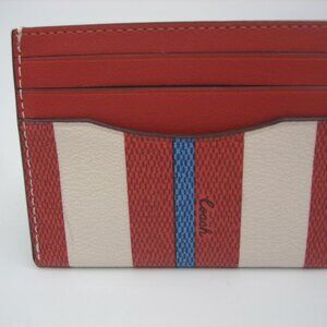 COACH Slim ID Card Case in Miami Red Stripe CU118 NEW